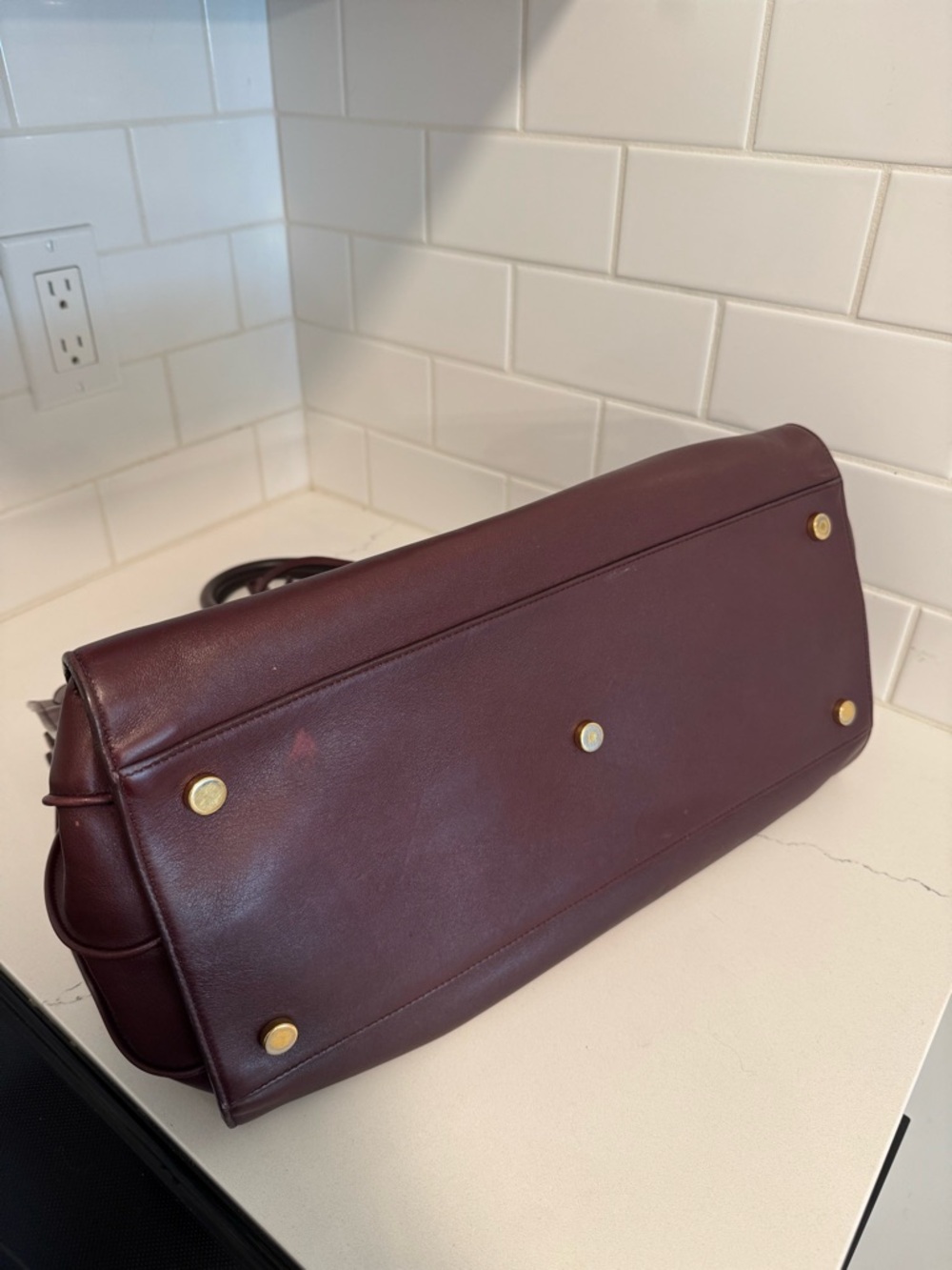 Saint Laurent Sac de Jour Large Bordeaux Leather Tote SDJ Gold Hardware Lock Key - Picture 9 of 16